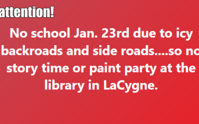 Jan. 23rd–No School No Programs for the library today!