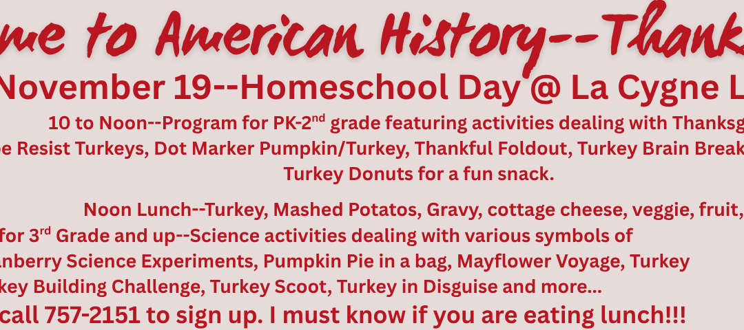 November Homeschool Day–Nov. 19, 2025